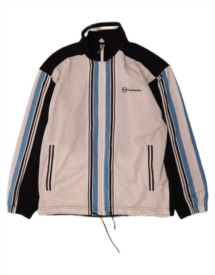 Sergio Tacchini Jaqueta masculina de agasalho médio branco colorblock