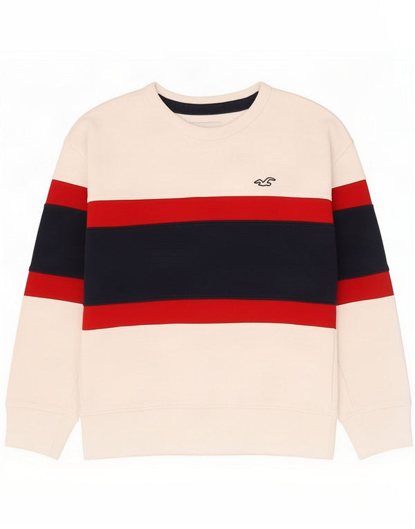 Hollister moletom masculino jumper XS branco colorblock algodão
