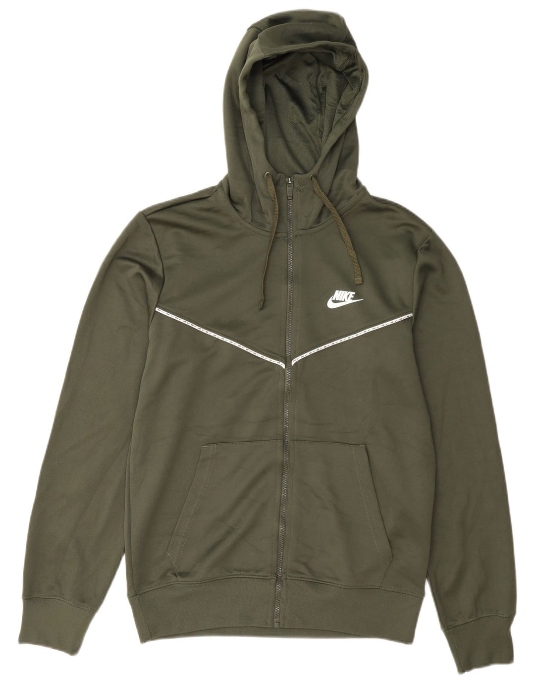 Suéter Nike masculino com capuz e zíper pequeno verde poliéster