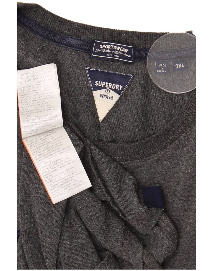 Camiseta gráfica masculina SUPERDRY Top 3XL algodão cinza