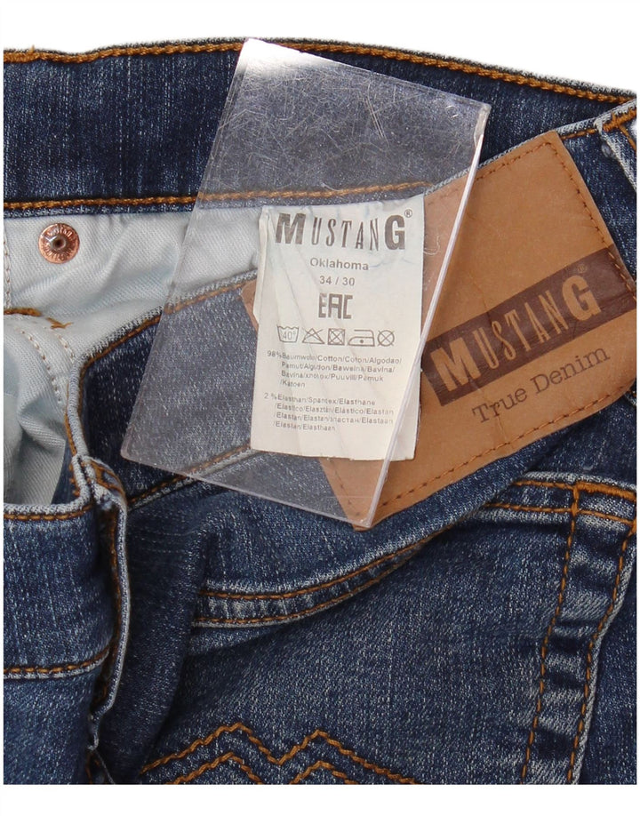 MUSTANG Masculino Oklahoma Straight Jeans W34 L30 Azul Algodão