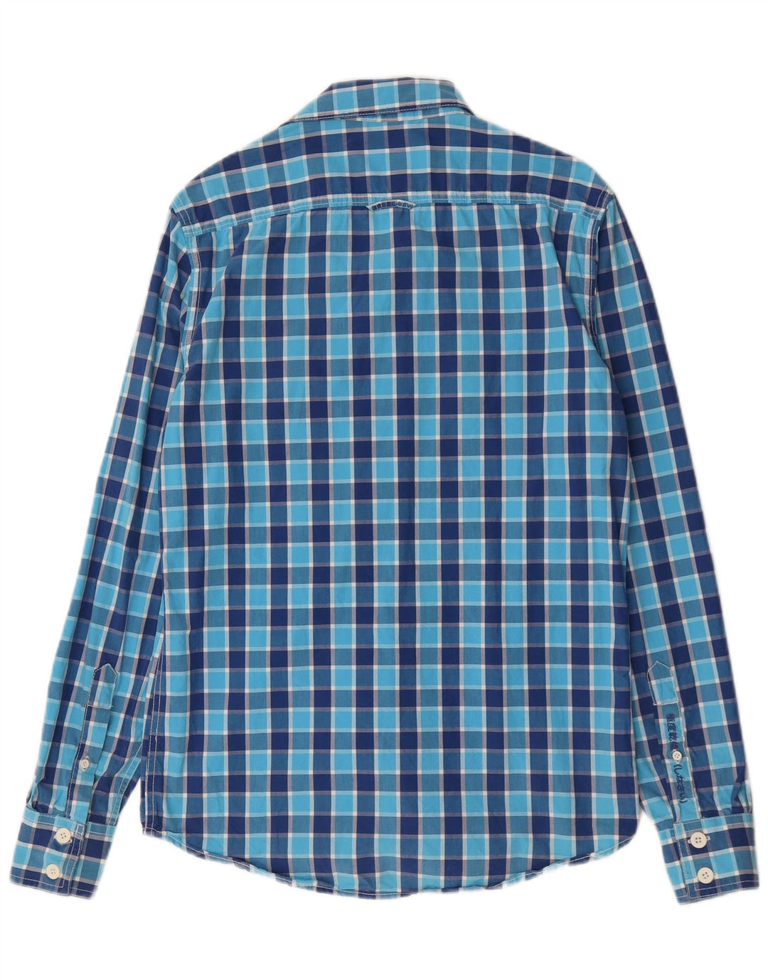 Camisa masculina Superdry grande algodão xadrez azul