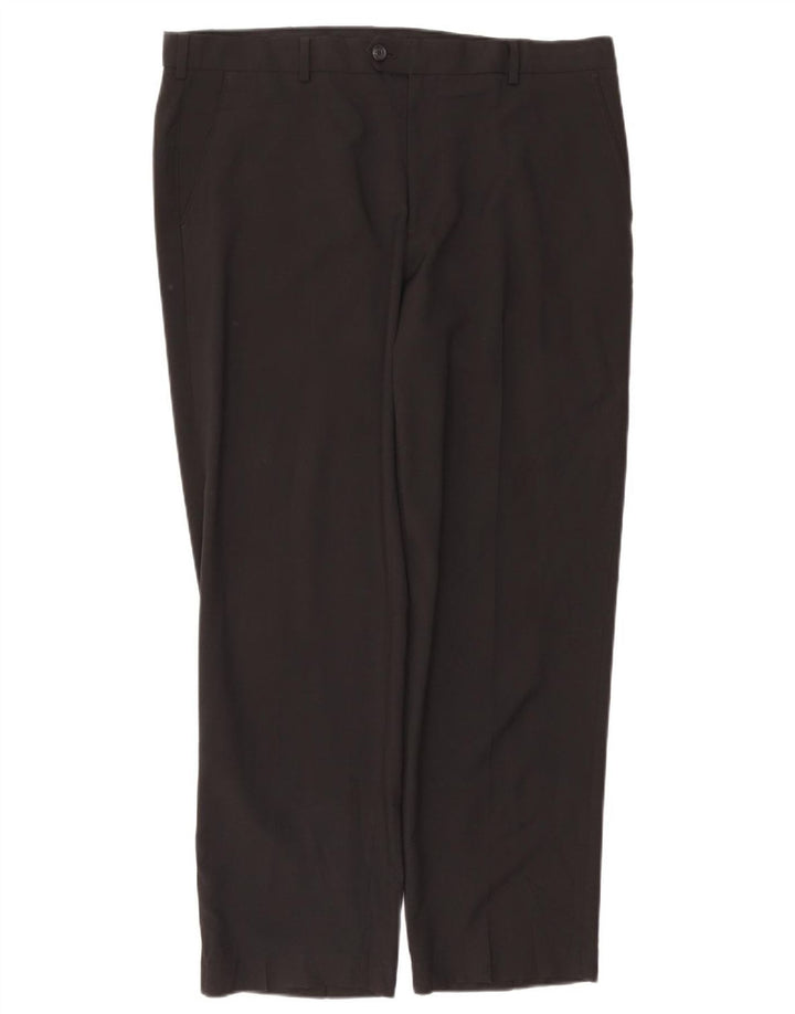 Calça masculina Izod de terno reto W38 L30 poliéster preto
