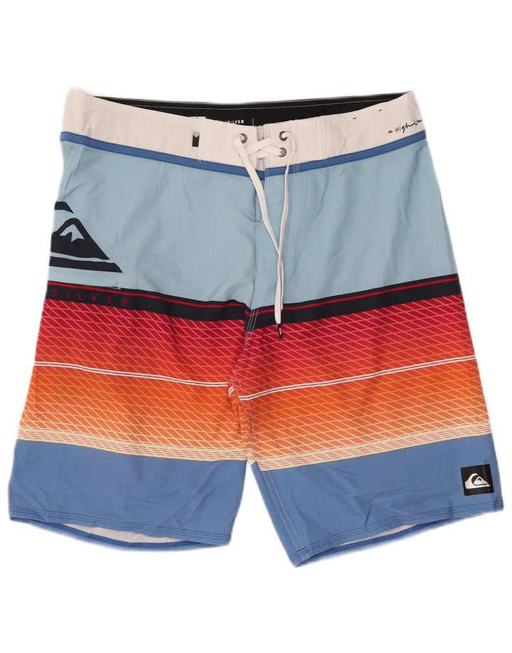 Quiksilver Shorts de natação masculino gráfico poliéster listrado azul médio