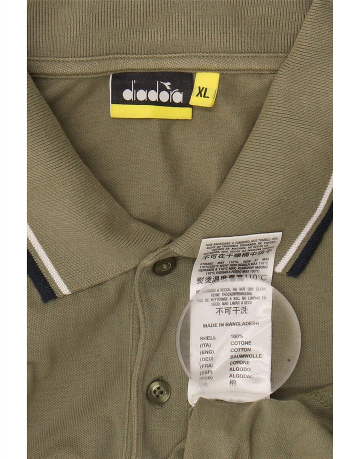 DIADORA Mens Polo Shirt XL Khaki Cotton Vintage Diadora and Second-Hand Diadora from Messina Hembry 
