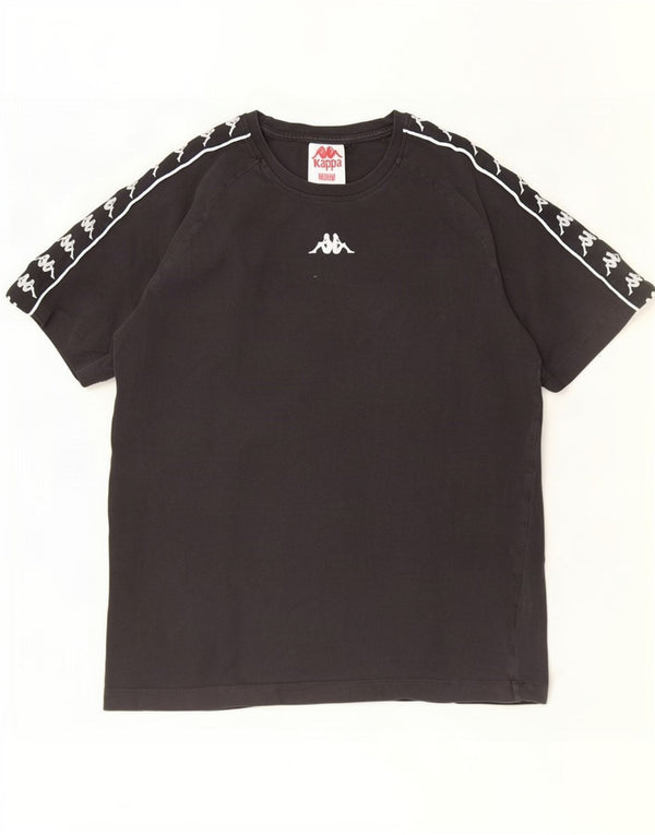 Camiseta gráfica masculina Kappa Top médio algodão preto