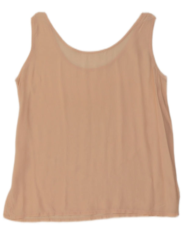 Blusa feminina vintage sem mangas Top UK 16 grande seda rosa