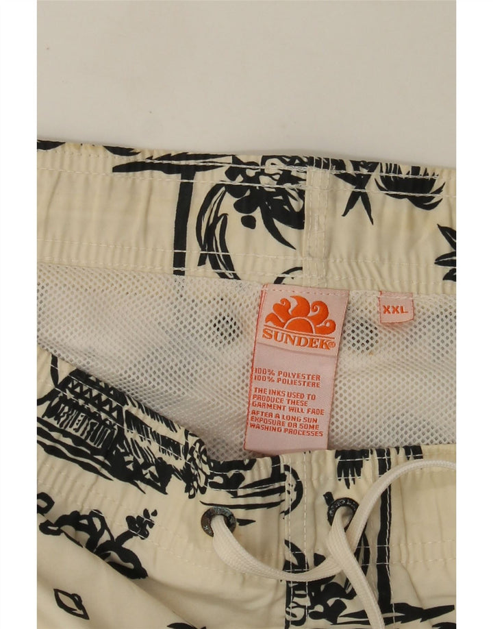 Sundek Mens Graphic Natação Shorts 2XL Poliéster Off White