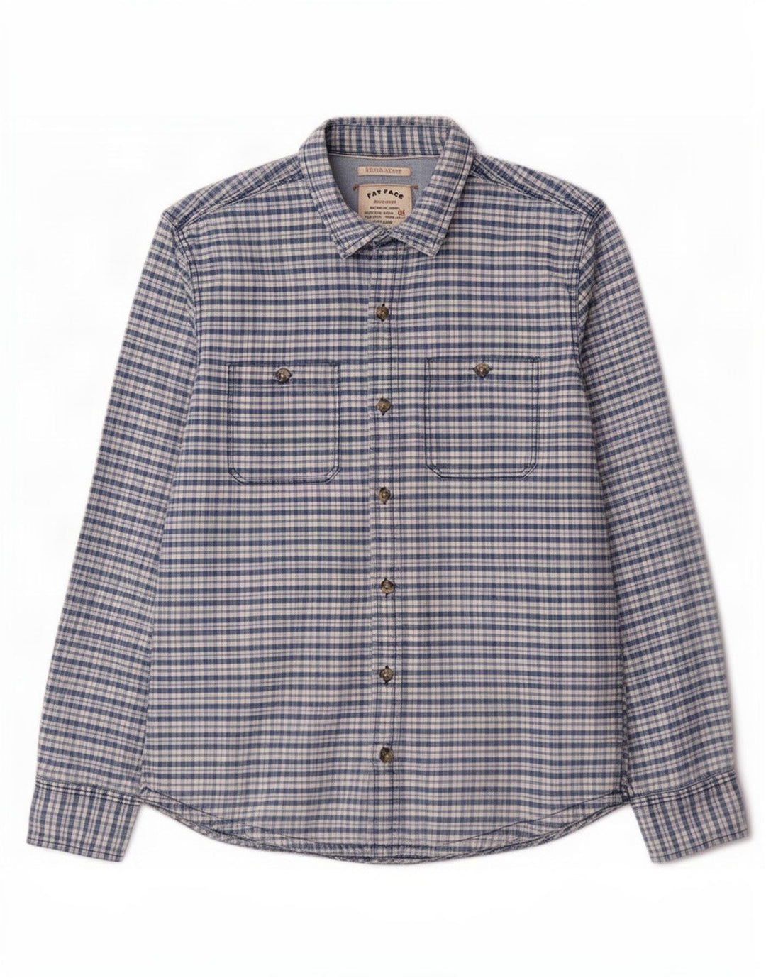 Camisa masculina de ajuste regular Fat Face, algodão xadrez azul pequeno