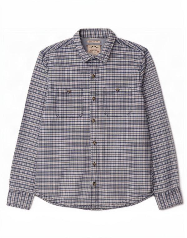 Camisa masculina de ajuste regular Fat Face, algodão xadrez azul pequeno