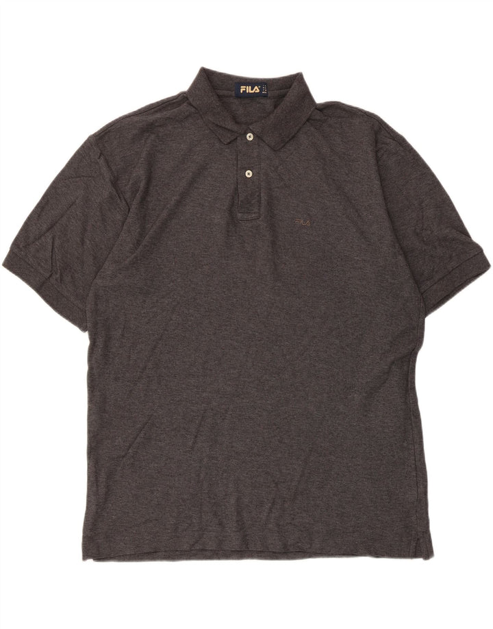 Camisa polo masculina Fila XL cinza manchado de algodão