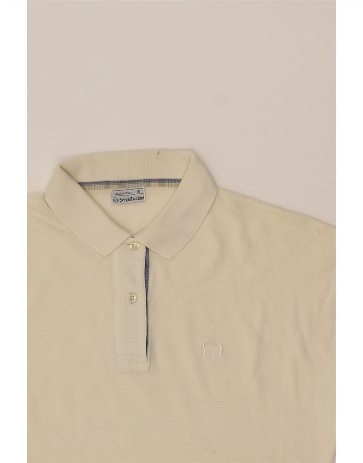SERGIO TACCHINI Womens Sleeveless Polo Shirt EU 44 XL Off White Cotton Vintage Sergio Tacchini and Second-Hand Sergio Tacchini from Messina Hembry 