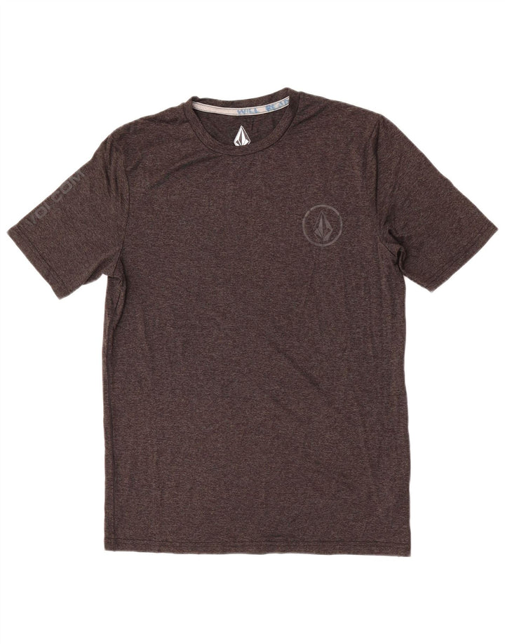 Camiseta masculina Volcom pequena cinza manchada de nylon