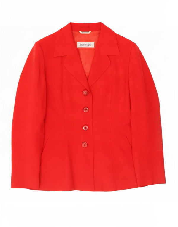 Sportmax Womens 4 Button Blazer Jacket UK 14 Large Red Virgin Wool