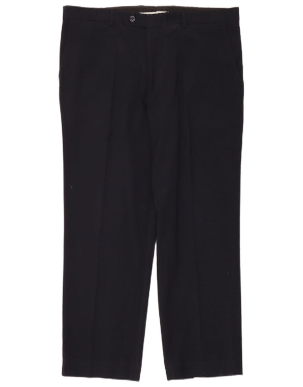 Calça masculina Zara Straight Suit EU 48 XL W38 L28 Azul marinho Poliéster