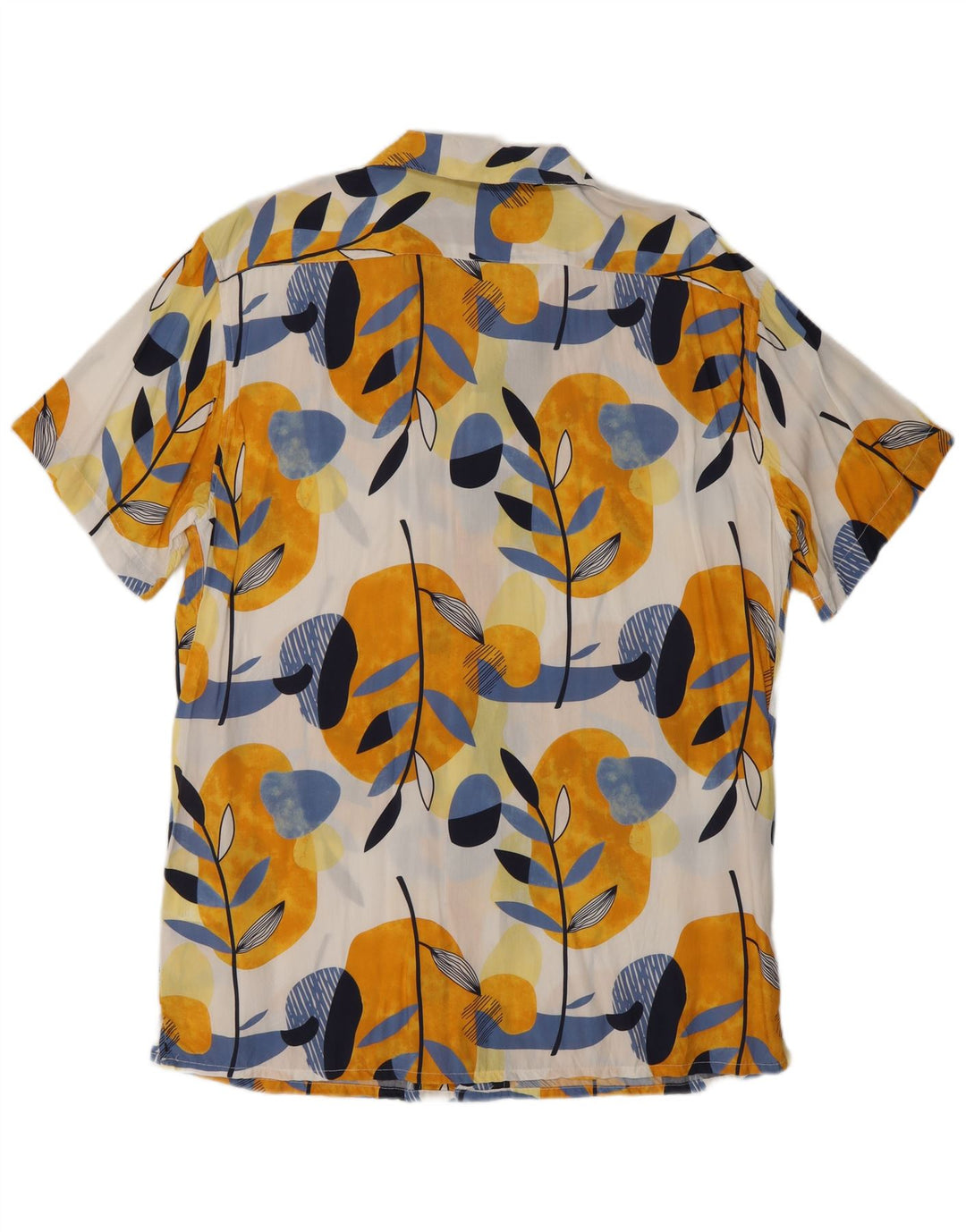 Camisa masculina vintage de manga curta 2XL Viscose floral multicolorida