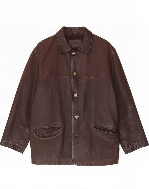 Jaqueta de couro masculina vintage UK 44 2XL marrom