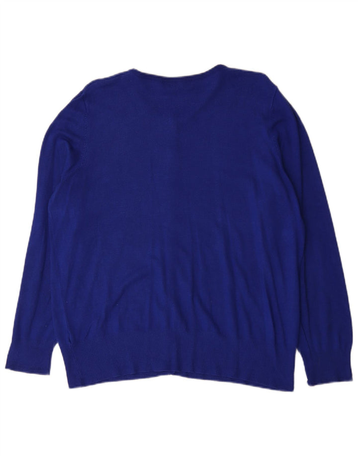 Suéter cardigã feminino Marks & Spencer UK 16 grande viscose azul