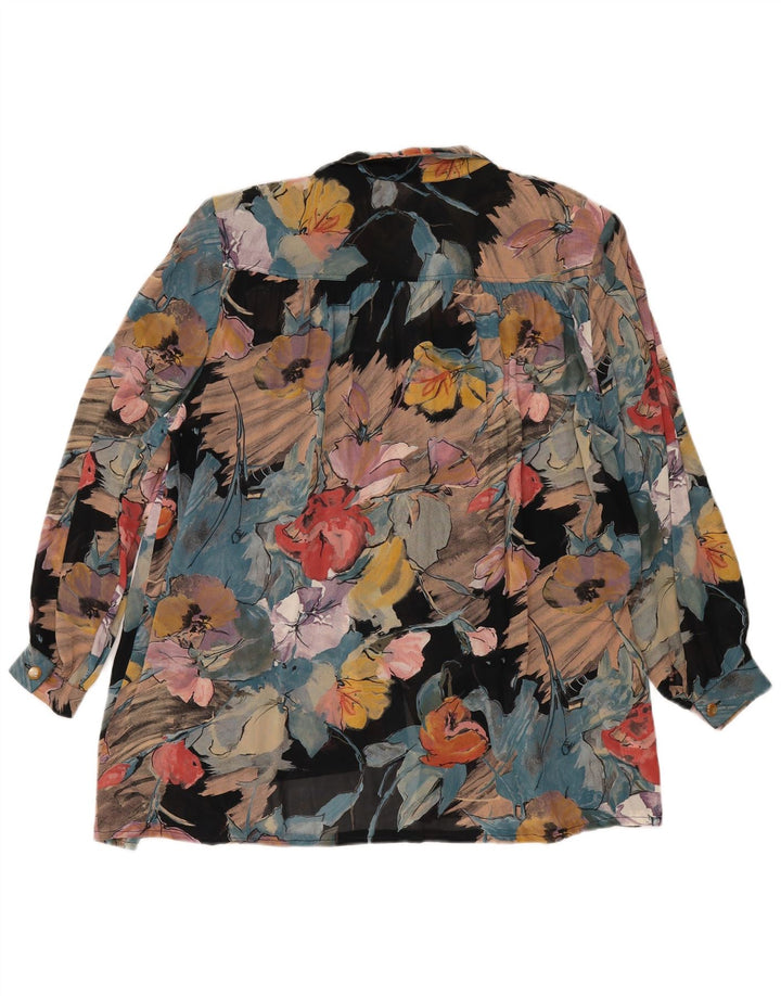 Blusa feminina VINTAGE IT 46 grande floral multicolorida