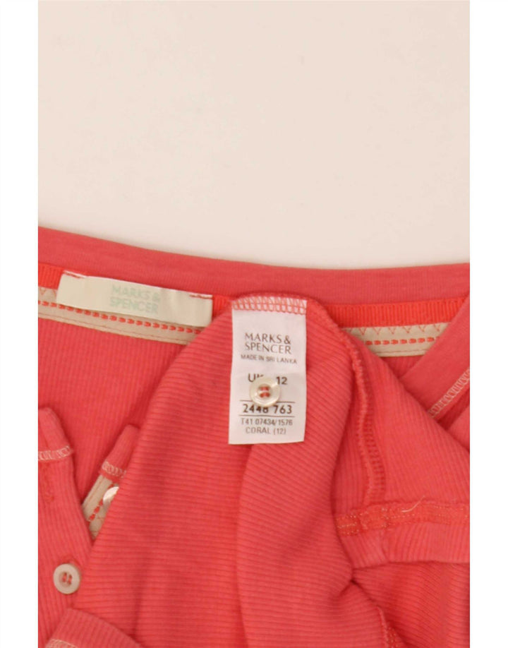 Top feminino Marks & Spencer manga comprida Reino Unido 12 algodão rosa médio