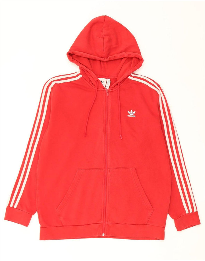 Adidas masculino zip moletom com capuz grande algodão vermelho