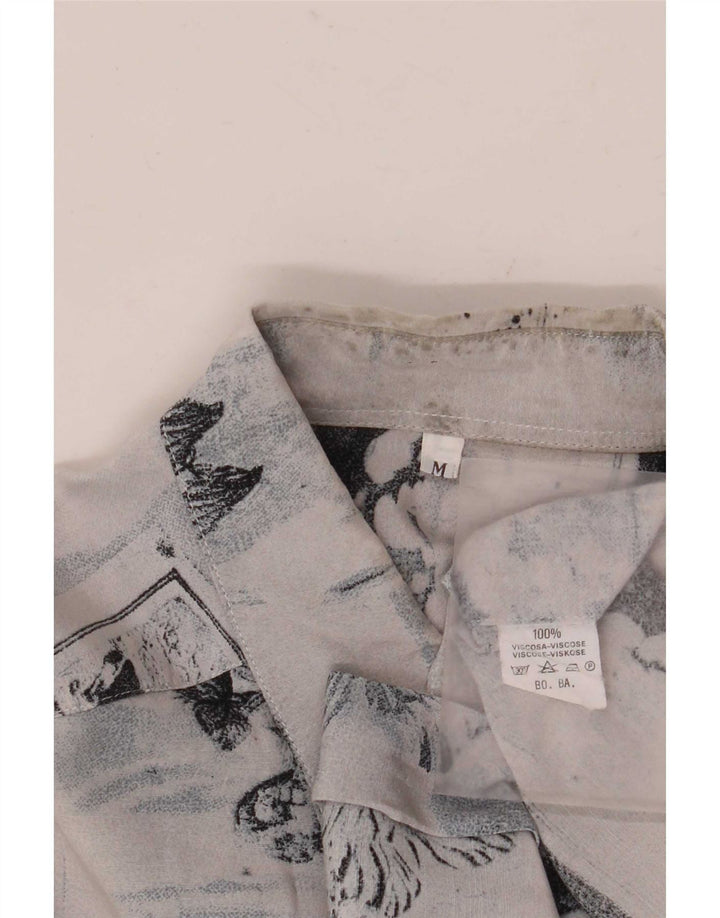 Camisa masculina vintage média azul patchwork viscose