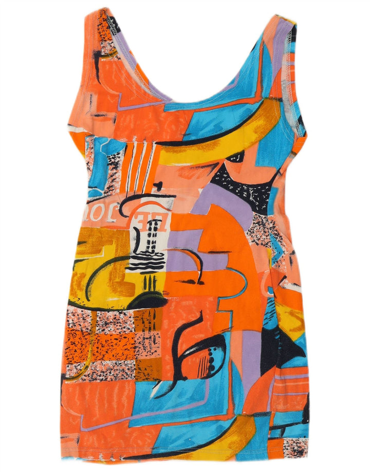 Vestido bodycon vintage feminino com padrão abstrato Reino Unido 8 pequeno multicolorido
