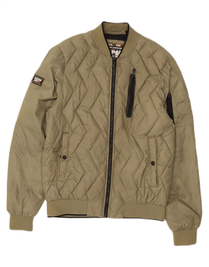 Jaqueta acolchoada masculina Superdry UK 40 grande nylon cáqui