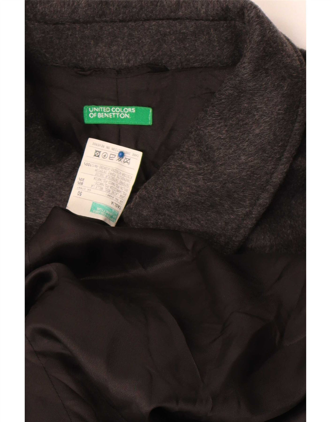 Sobretudo masculino Benetton IT 50 grande lã cinza