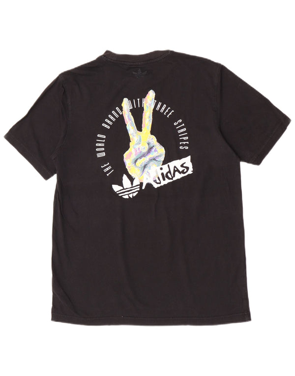 Adidas Mens Graphic T-Shirt Top Pequeno Algodão Preto