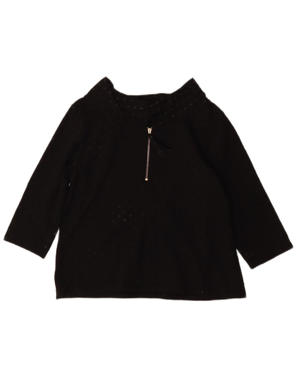 Blusa feminina Laura Ashley cropped manga 3/4 Reino Unido 14 grande preta manchada
