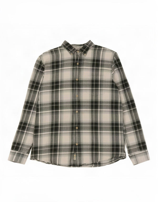 Camisa masculina de flanela John Lewis Slim Fit 2XL algodão xadrez verde