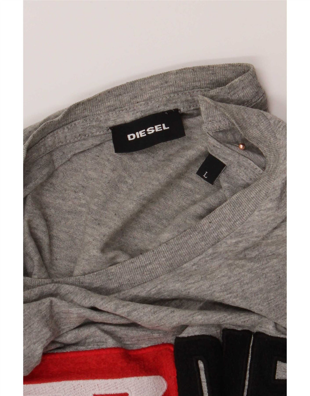 Diesel Camiseta masculina gráfica Top grande algodão cinza