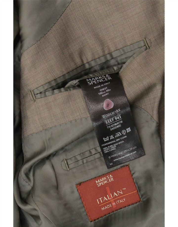Jaqueta blazer masculina de 3 botões Marks & Spencer Reino Unido 40 médio cáqui nova lã