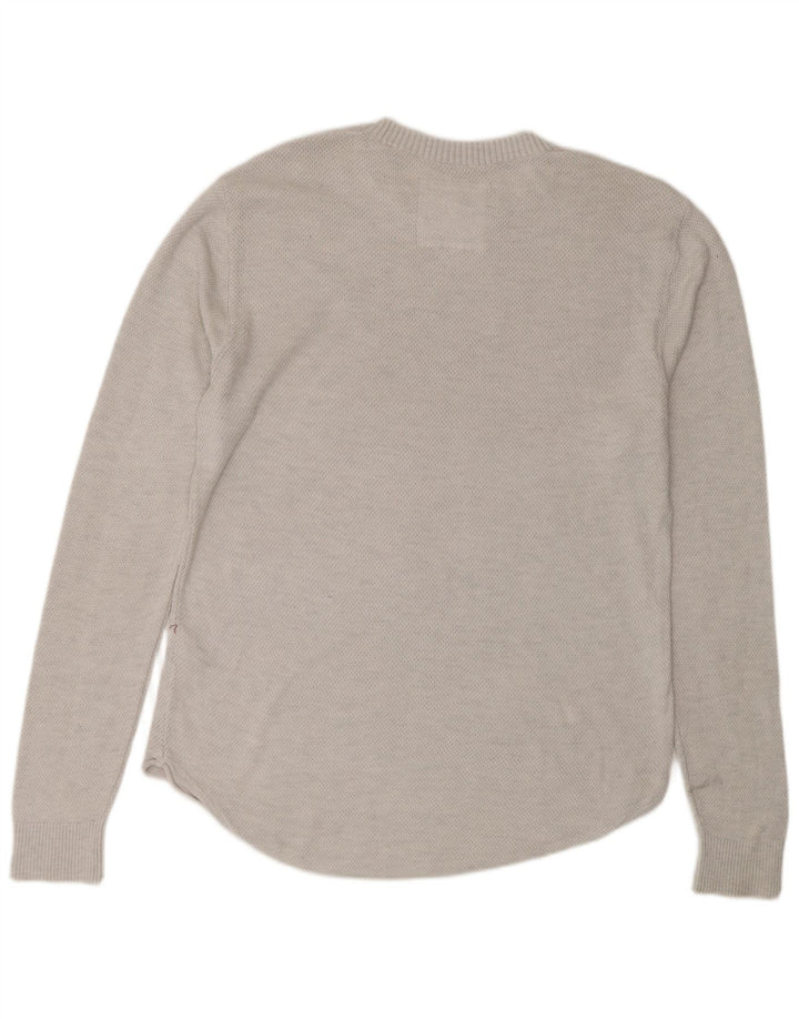 Suéter masculino HOLLISTER com gola redonda e algodão cinza médio