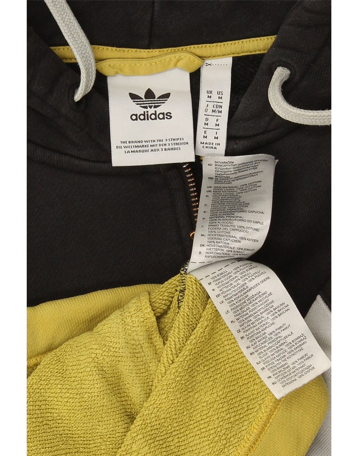 Suéter masculino Adidas com capuz e zíper gráfico médio bloco colorido multicolorido