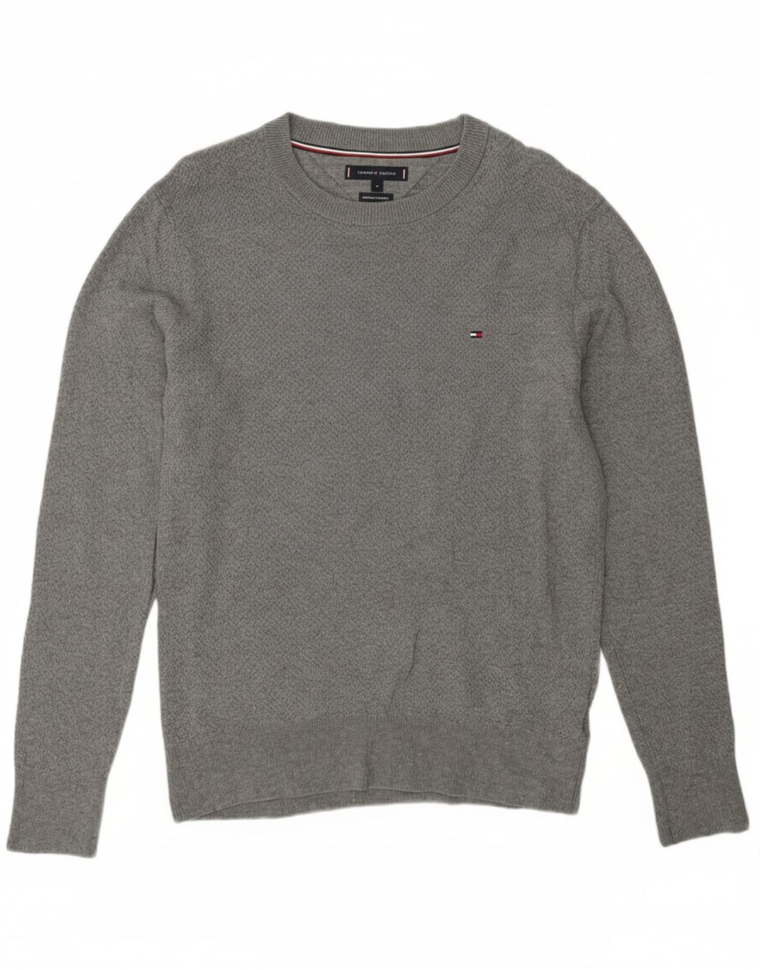 Suéter masculino TOMMY HILFIGER com gola canoa algodão cinza médio
