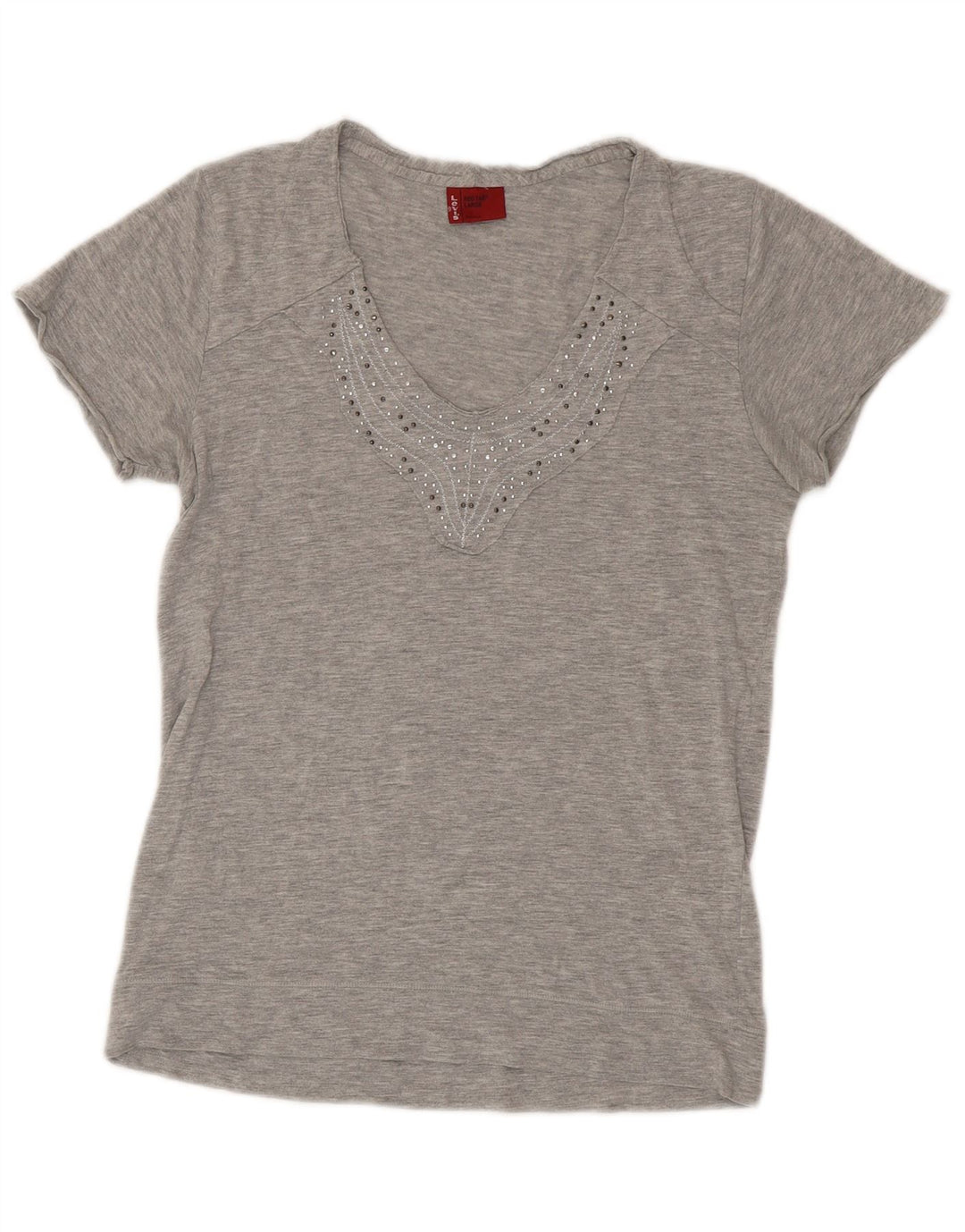 Camiseta feminina Levi's UK 14 grande algodão cinza