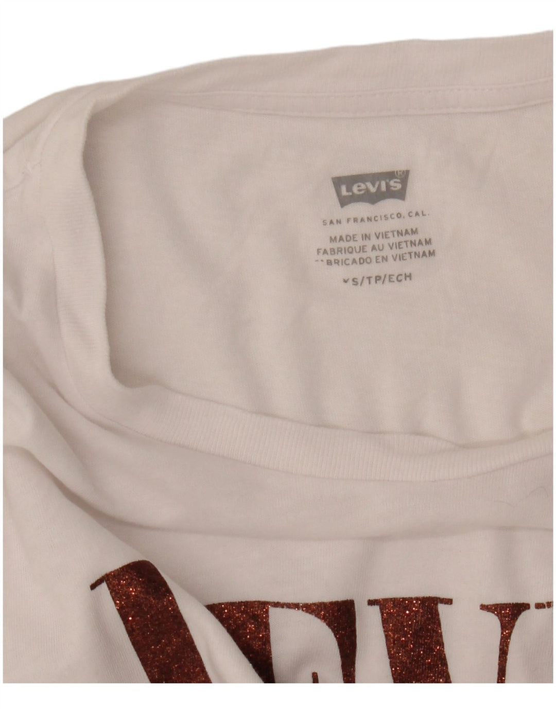 Camiseta feminina gráfica LEVI'S UK 10 pequena branca