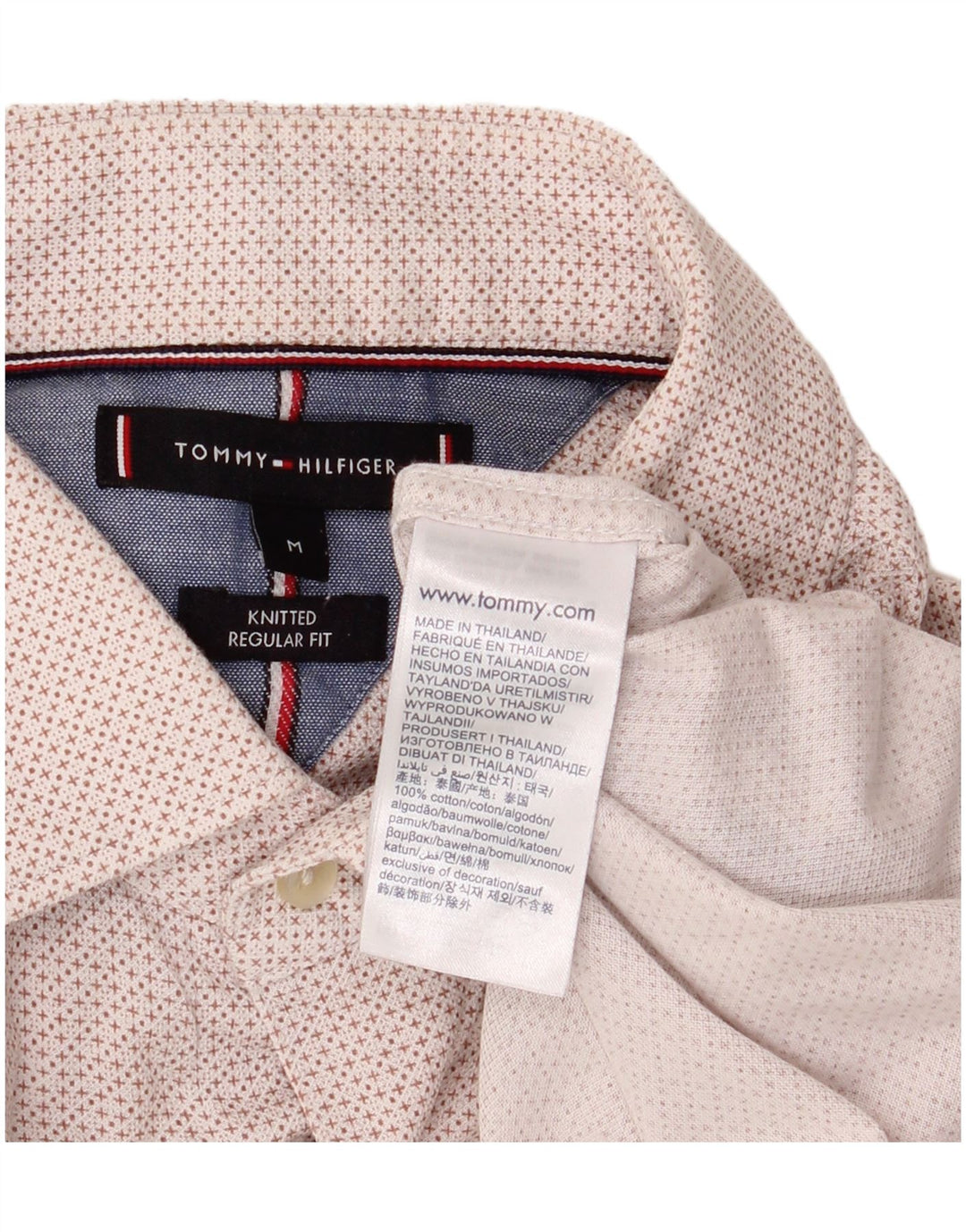 Camisa masculina Tommy Hilfiger Regular Fit médio off white algodão geométrico