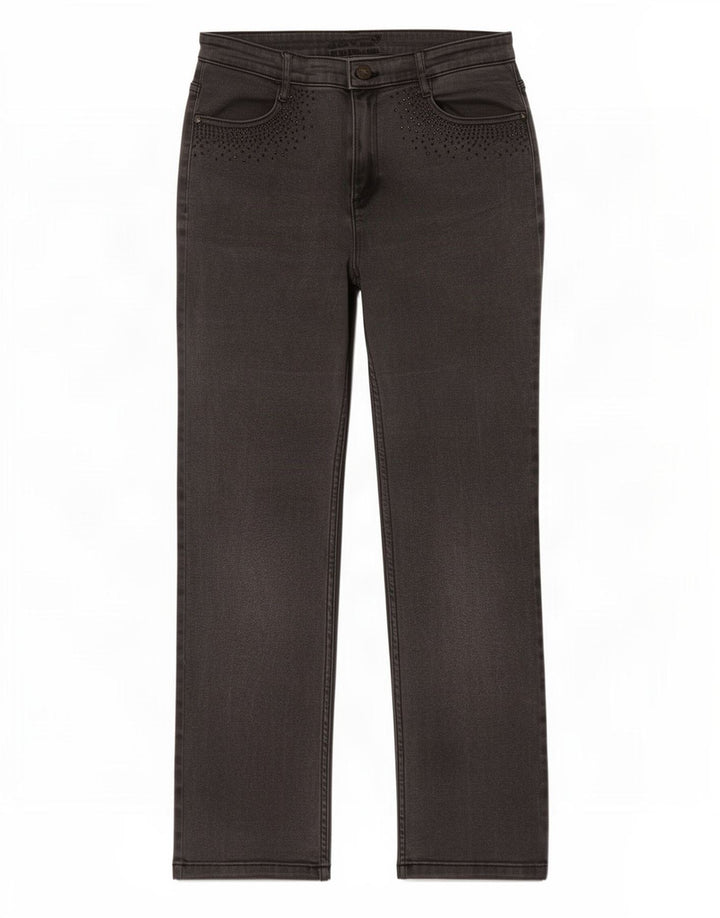 Jeans retos femininos Marks & Spencer Reino Unido 12 médio W30 L29 algodão cinza