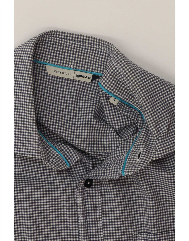 Camisa masculina Gas pequena algodão guingão azul marinho