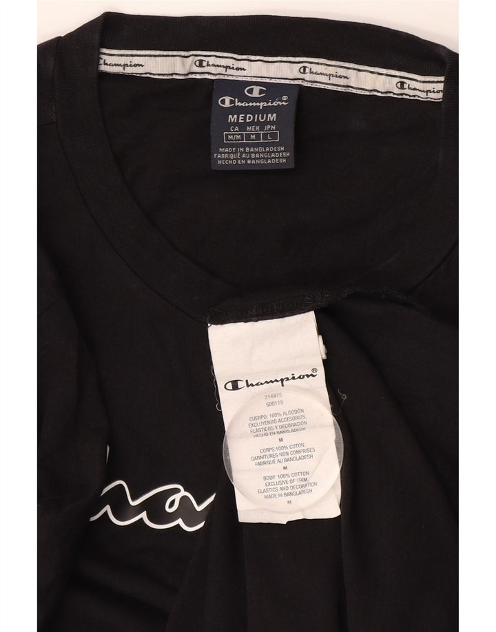 Camiseta gráfica masculina Champion de algodão preto médio