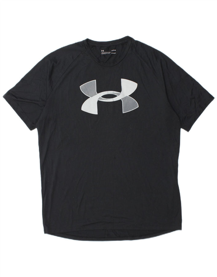 UNDER ARMOUR Camiseta masculina com estampa Heat Gear Top grande poliéster preto