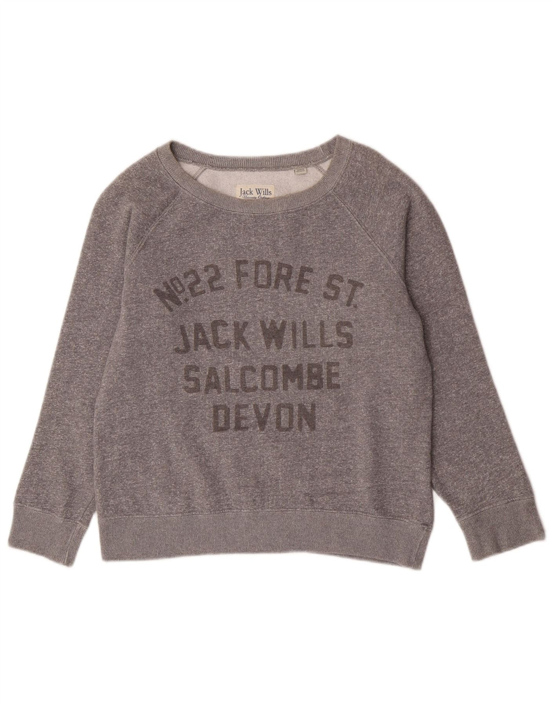 Jack Wills moletom feminino oversized gráfico suéter Reino Unido 10 pequeno cinza