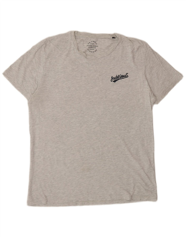 Camiseta masculina Jack & Jones grande algodão manchado cinza