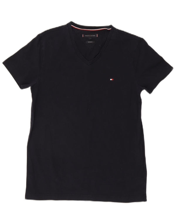 Tommy Hilfiger Camiseta masculina extra slim gráfica top pequeno algodão azul marinho