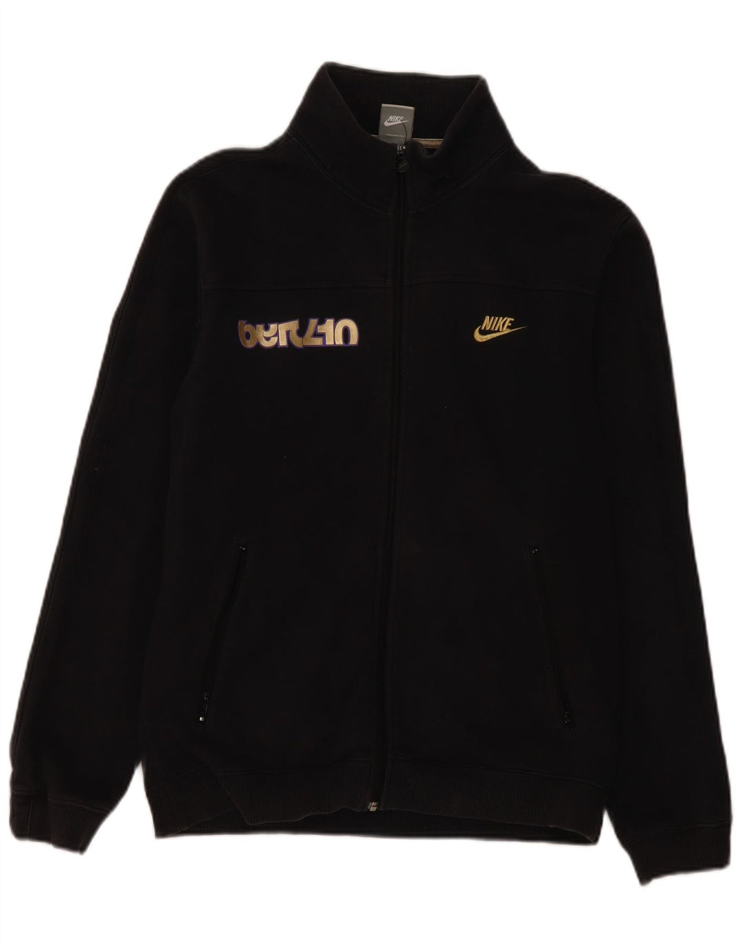 Nike Mens Graphic Tracksuit Top Jacket UK 39/41 Médio Algodão Preto