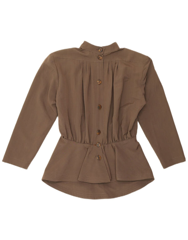 Ivano Boni blusa feminina folgada top Reino Unido 6 XS marrom