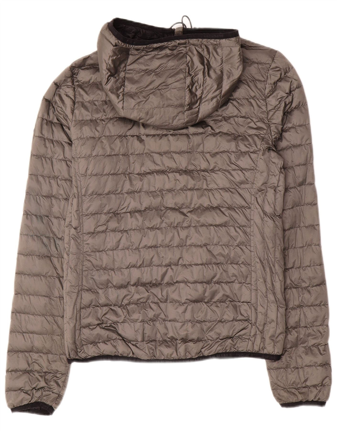 Jaqueta acolchoada com capuz feminina SUPERDRY UK 10 nylon cinza pequeno